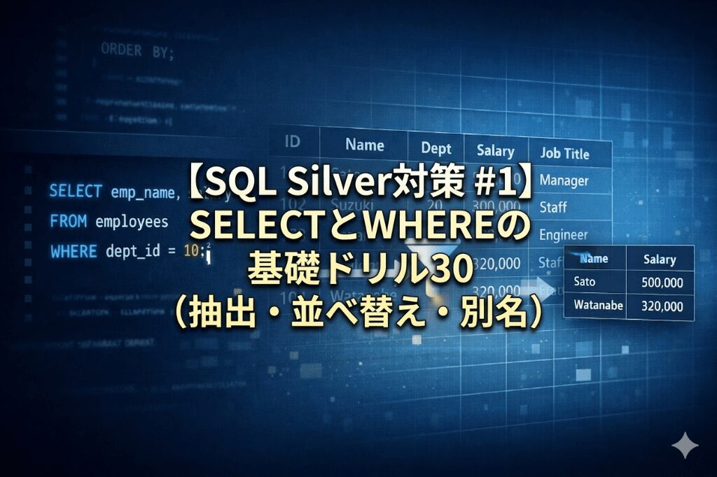 【SQL Silver対策 #1】SELECTとWHEREの基礎ドリル30（抽出・並べ替え・別名）
