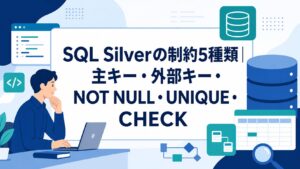 SQL Silverの制約5種類｜主キー・外部キー・NOT NULL・UNIQUE・CHECKのタイトル入りアイキャッチ